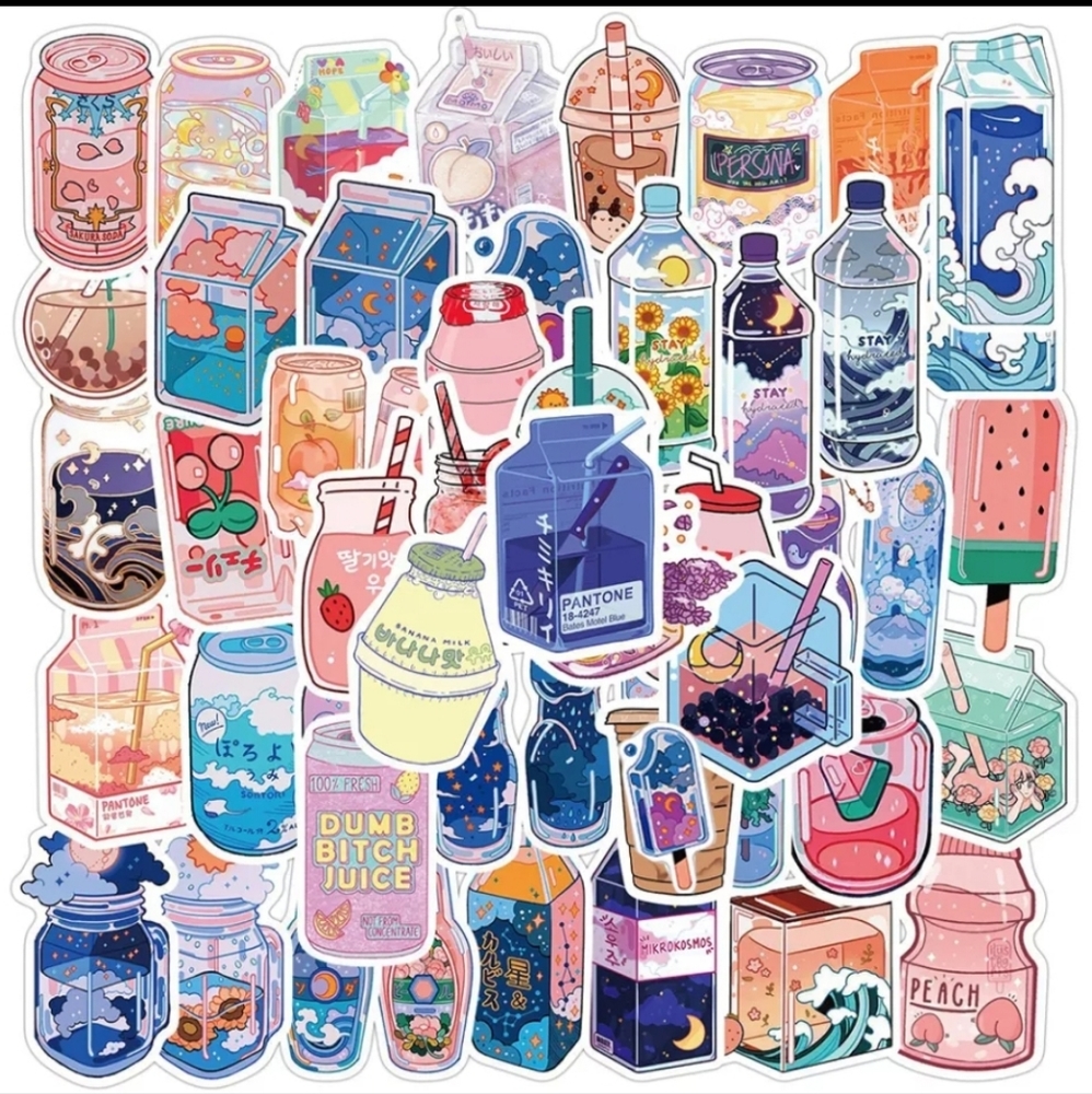 30PC Kawaii Drink Journaling Stickers